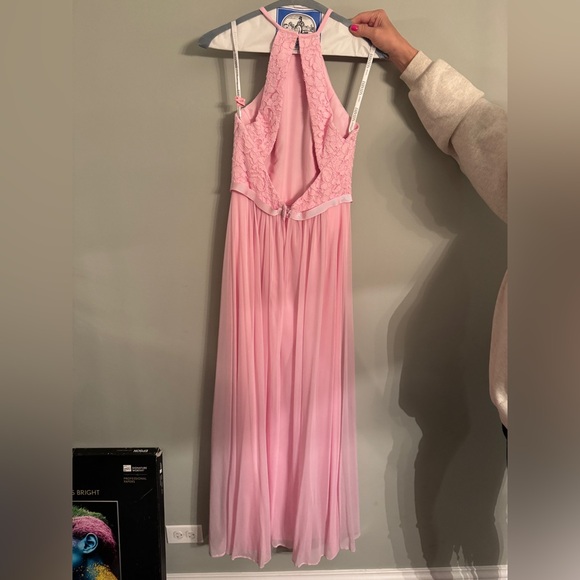 David's Bridal Pink Halter Dress - Picture 1 of 3